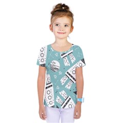 Cute Seamless Pattern With Rocket Planets Stars Kids  One Piece Tee