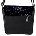 Hand Drawn Scratch Style Night Sky With Moon Cloud Space Among Stars Seamless Pattern Vector Design Flap Closure Messenger Bag (S) View1