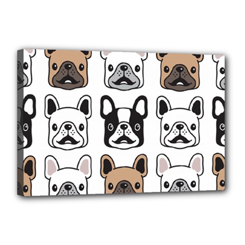 Dog French Bulldog Seamless Pattern Face Head Canvas 18  X 12  (stretched) by Pakemis