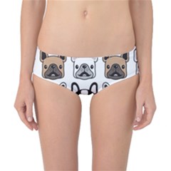 Dog French Bulldog Seamless Pattern Face Head Classic Bikini Bottoms by Pakemis