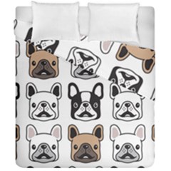 Dog French Bulldog Seamless Pattern Face Head Duvet Cover Double Side (california King Size) by Pakemis