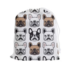 Dog French Bulldog Seamless Pattern Face Head Drawstring Pouch (2xl) by Pakemis