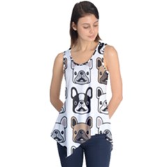 Dog French Bulldog Seamless Pattern Face Head Sleeveless Tunic by Pakemis