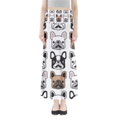 Dog French Bulldog Seamless Pattern Face Head Full Length Maxi Skirt by Pakemis