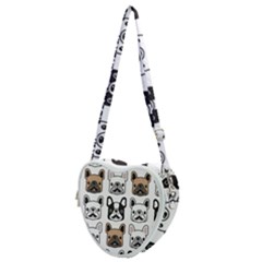 Dog French Bulldog Seamless Pattern Face Head Heart Shoulder Bag by Pakemis