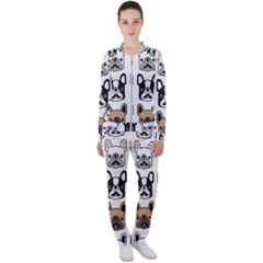 Dog French Bulldog Seamless Pattern Face Head Casual Jacket And Pants Set by Pakemis