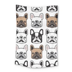 Dog French Bulldog Seamless Pattern Face Head Small Tapestry by Pakemis