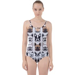 Dog French Bulldog Seamless Pattern Face Head Cut Out Top Tankini Set by Pakemis