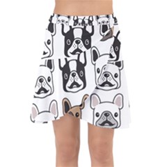 Dog French Bulldog Seamless Pattern Face Head Wrap Front Skirt by Pakemis