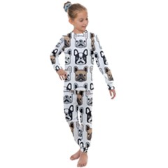 Dog French Bulldog Seamless Pattern Face Head Kids  Long Sleeve Set  by Pakemis