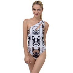 Dog French Bulldog Seamless Pattern Face Head To One Side Swimsuit by Pakemis