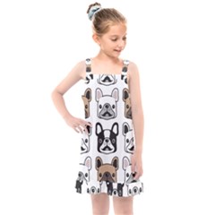 Dog French Bulldog Seamless Pattern Face Head Kids  Overall Dress by Pakemis