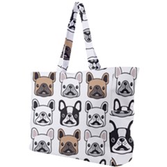 Dog French Bulldog Seamless Pattern Face Head Simple Shoulder Bag by Pakemis