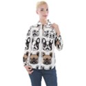 Dog French Bulldog Seamless Pattern Face Head Women s Long Sleeve Pocket Shirt View1