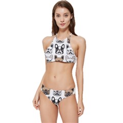 Dog French Bulldog Seamless Pattern Face Head Banded Triangle Bikini Set by Pakemis