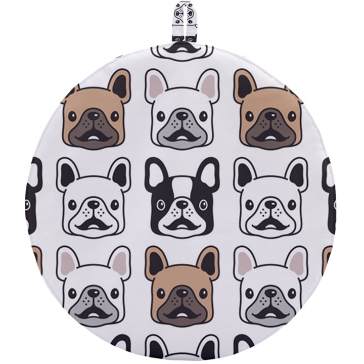 Dog French Bulldog Seamless Pattern Face Head Round Trivet