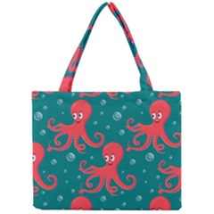 Cute Smiling Red Octopus Swimming Underwater Mini Tote Bag by Pakemis