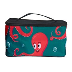 Cute Smiling Red Octopus Swimming Underwater Cosmetic Storage by Pakemis