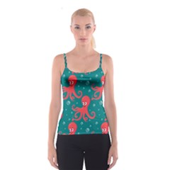 Cute Smiling Red Octopus Swimming Underwater Spaghetti Strap Top by Pakemis