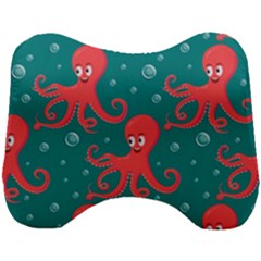 Cute Smiling Red Octopus Swimming Underwater Head Support Cushion by Pakemis