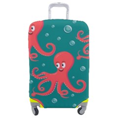 Cute Smiling Red Octopus Swimming Underwater Luggage Cover (medium) by Pakemis