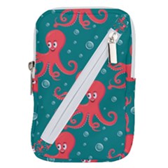 Cute Smiling Red Octopus Swimming Underwater Belt Pouch Bag (large) by Pakemis