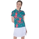 Cute Smiling Red Octopus Swimming Underwater Women s Polo Tee View1