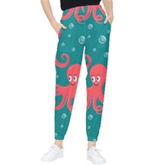 Cute Smiling Red Octopus Swimming Underwater Tapered Pants by Pakemis