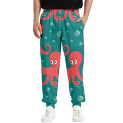 Cute Smiling Red Octopus Swimming Underwater Men s Elastic Waist Pants