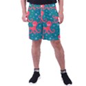 Cute Smiling Red Octopus Swimming Underwater Men s Pocket Shorts View1