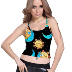 Seamless Pattern With Sun Moon Children Spaghetti Strap Bra Top