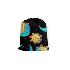 Seamless Pattern With Sun Moon Children Drawstring Pouch (small)