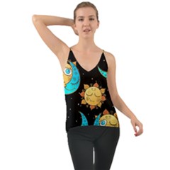 Seamless Pattern With Sun Moon Children Chiffon Cami