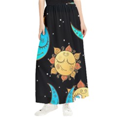 Seamless Pattern With Sun Moon Children Maxi Chiffon Skirt