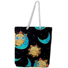 Seamless Pattern With Sun Moon Children Full Print Rope Handle Tote (large)