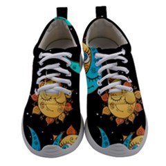 Seamless Pattern With Sun Moon Children Women Athletic Shoes by Pakemis