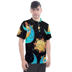 Seamless Pattern With Sun Moon Children Men s Polo Tee