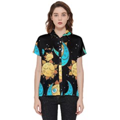 Seamless Pattern With Sun Moon Children Short Sleeve Pocket Shirt