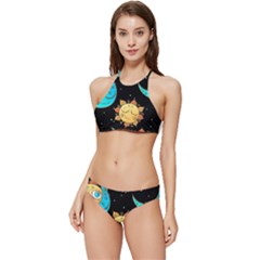 Seamless Pattern With Sun Moon Children Banded Triangle Bikini Set