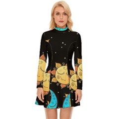 Seamless Pattern With Sun Moon Children Long Sleeve Velour Longline Dress