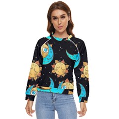 Seamless Pattern With Sun Moon Children Women s Long Sleeve Raglan Tee