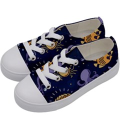 Marine Seamless Pattern Thin Line Memphis Style Kids  Low Top Canvas Sneakers by Pakemis