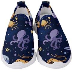 Marine Seamless Pattern Thin Line Memphis Style Kids  Slip On Sneakers by Pakemis