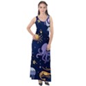 Marine Seamless Pattern Thin Line Memphis Style Sleeveless Velour Maxi Dress View1