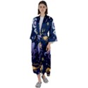 Marine Seamless Pattern Thin Line Memphis Style Maxi Satin Kimono View1