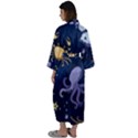 Marine Seamless Pattern Thin Line Memphis Style Maxi Satin Kimono View2