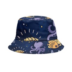 Marine Seamless Pattern Thin Line Memphis Style Inside Out Bucket Hat by Pakemis