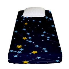 Seamless Pattern With Cartoon Zodiac Constellations Starry Sky Fitted Sheet (single Size) by Pakemis