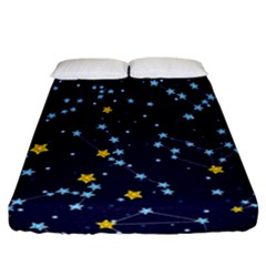 Seamless Pattern With Cartoon Zodiac Constellations Starry Sky Fitted Sheet (california King Size) by Pakemis