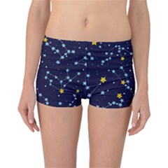 Seamless Pattern With Cartoon Zodiac Constellations Starry Sky Boyleg Bikini Bottoms by Pakemis